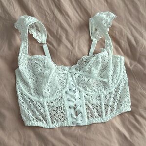 Victoria’s Secret white lace corset crop top